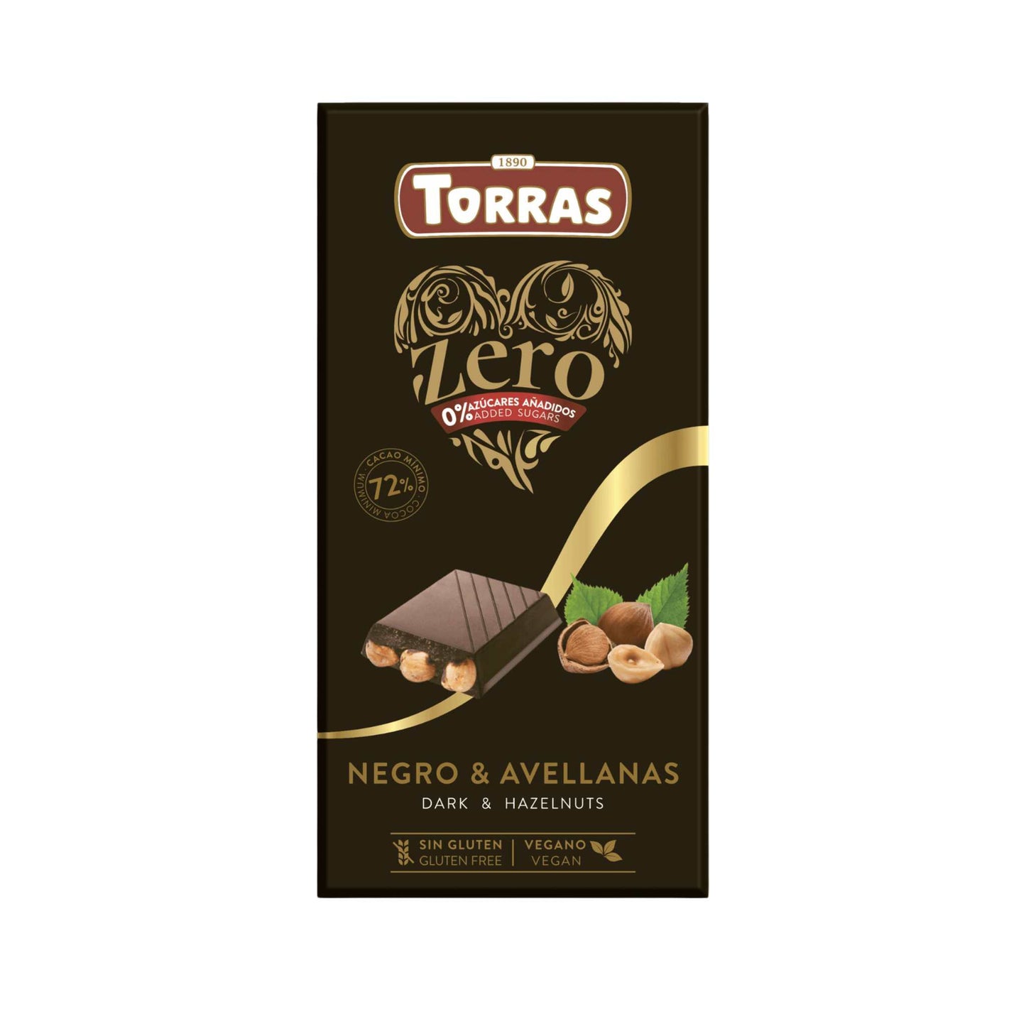Dark chocolate with hazelnuts without added sugar Torras, 150 g