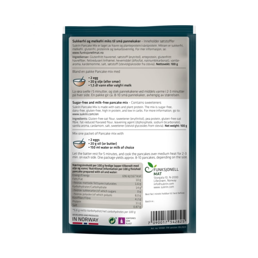 Mixture for making pancakes without sugar and without gluten Sukrin, 100 g