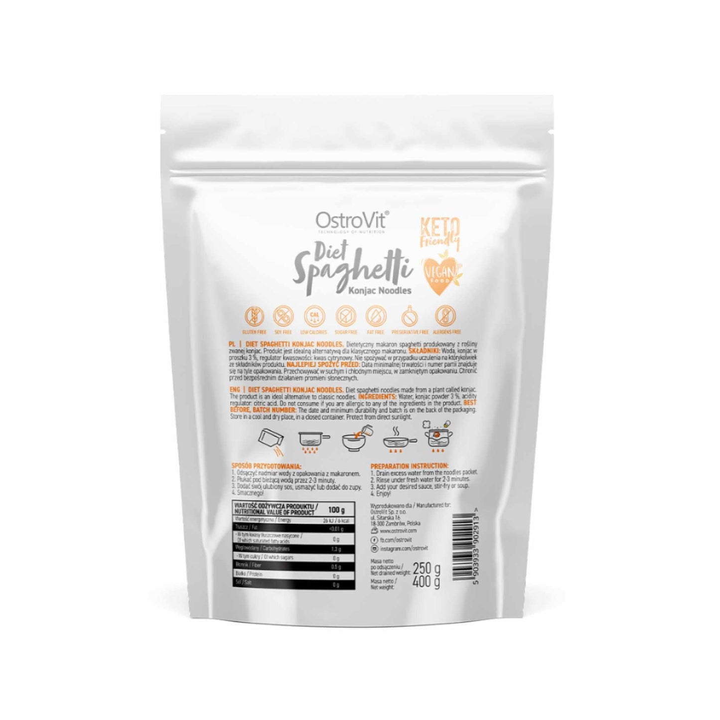 Spaghetti made from konjac root flour, gluten-free, 400 g